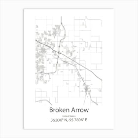 Broken Arrow,United States Minimalist Map Art Print