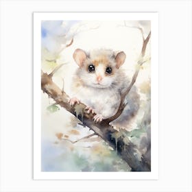 Light Watercolor Painting Of A Mountain Pygmy Possum 4 Art Print