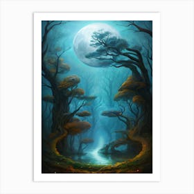 Full Moon In The Forest 1 Art Print