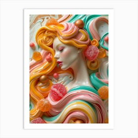 Portrait of a girl made of candies Art Print