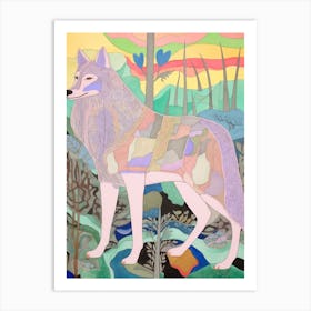 Maximalist Animal Painting Timber Wolf 2 Art Print