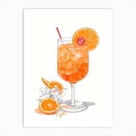 Aperol With Ice And Orange Watercolor Vertical Composition 5 Art Print