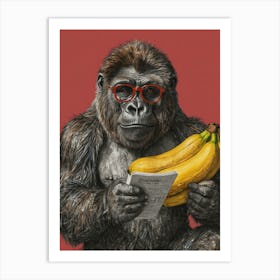 Gorilla Reading A Newspaper 1 Art Print