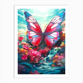 Butterfly In The Water Art Print