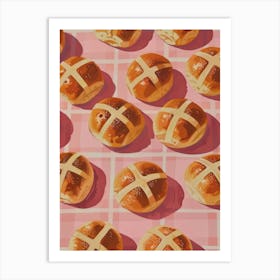 Pink Breakfast Food Hot Cross Buns 2 Art Print