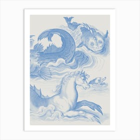 Mermaids blue Art Print