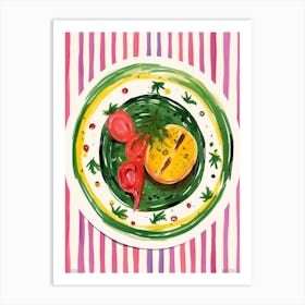 A Plate Of Salad, Top View Food Illustration 2 Art Print