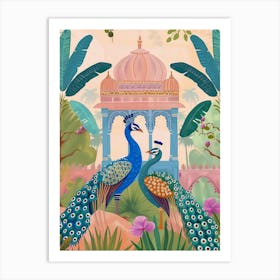 Peacocks In The Garden Art Print