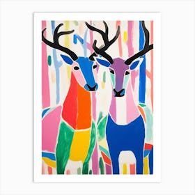 Colourful Kids Animal Art Elk Art Print