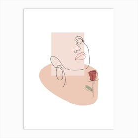 Portrait Of A Woman With A Rose Art Print