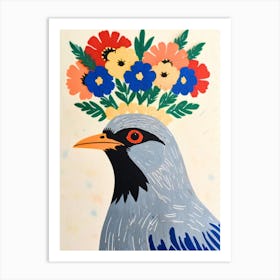 Bird With Flowers On Its Head 1 Art Print