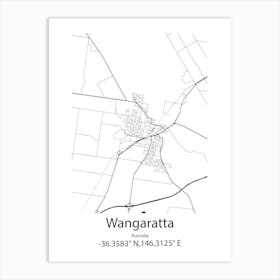 Wangaratta,Australia Minimalist Map Art Print