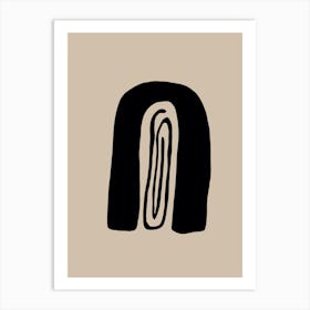 Beige And Black Abstract 1 Art Print