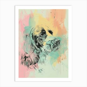 Springer Spaniel Dog Pastel Line Illustration  3 Art Print