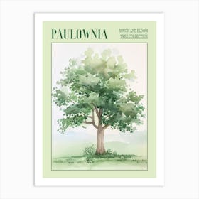 Paulownia Tree Atmospheric Watercolour Painting 6 Poster Art Print