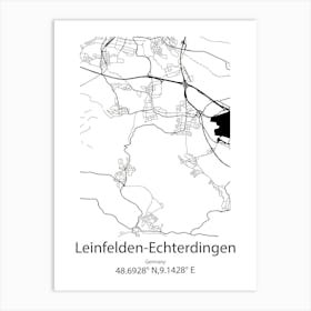 Leinfelden Echterdingen,Germany Minimalist Map Affiche