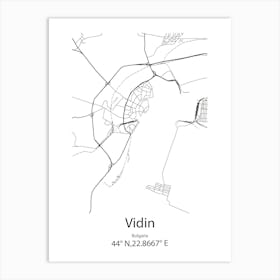 Vidin,Bulgaria Minimalist Map Art Print