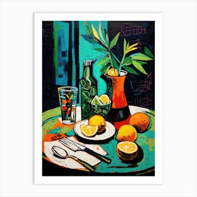 Lemons On The Table Art Print