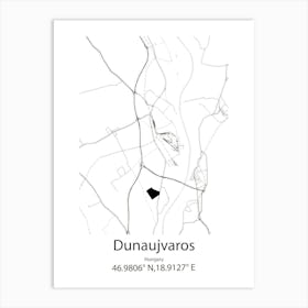 Dunaujvaros,Hungary Minimalist Map Art Print