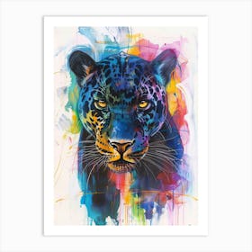 Panther Colourful Watercolour 2 Art Print