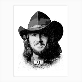 Keith Whitley American Country Musician in Grayscale Illustration Art Print