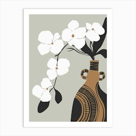 White Flowers In A Vase Art Print