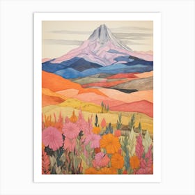 Cotopaxi Ecuador 2 Colourful Mountain Illustration Art Print