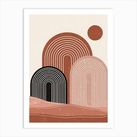 Geometric Minimalism Arches Circle Warm Colors Art Print