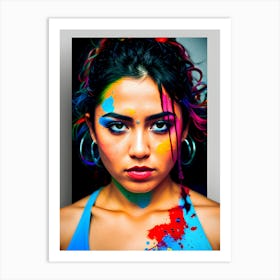 Portrait Of A Girl With Colorful Paint~ Escape Clause~ Reimagined Art Print