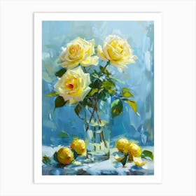 Yellow Roses In A Vase 5 Art Print