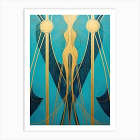 Deco Golden Turquoise Art Print