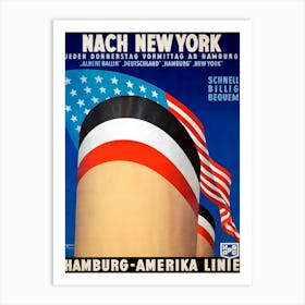 Hamburg America Ship Liner, Travel Poster Art Print