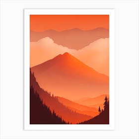 Misty Mountains Vertical Composition In Orange Tone 199 Art Print