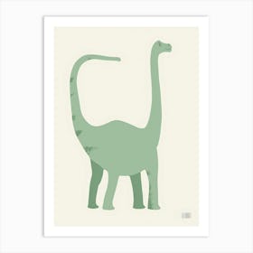 Pastel Mint Brachiosaurus Silhouette 3 Art Print