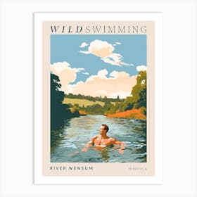 Wild Swimming At River Wensum Norfolk 2 Poster Art Print