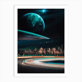 Green Rings Of Track And Space Art Print