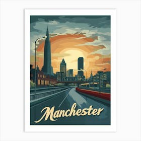 Aihrgdesign A Mid Century Modern Travel Poster For Manchester Art Print