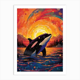 Swirl Brushstrokes Orca Whale Art Print