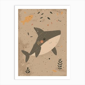 Cute Shark Beige Background 2 Art Print