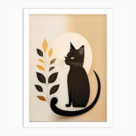 black cat mininalist portrait 19 Art Print