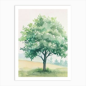 Peach Tree Atmospheric Watercolour Painting 1 Art Print