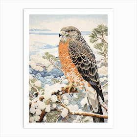 Winter Bird Painting Hawk 2 Art Print