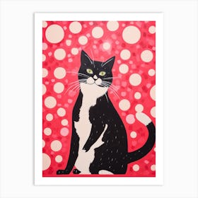 Cat On A Red Background 1 Art Print