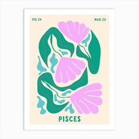 Pisces Print Zodiac Poster Astrology Wall Decor Flower Market Botanical Art Print