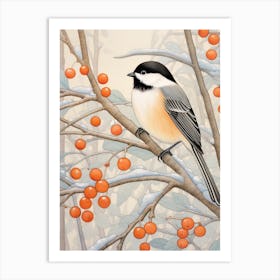 Winter Bird Painting Carolina Chickadee 4 Art Print