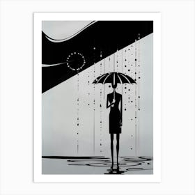 Woman In The Rain Art Print