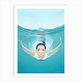 Girl Swimming Underwater Art Art Print