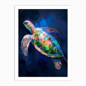 Colourful Paint Smudge Sea Turtle 2 Art Print