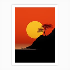 Sunset With A Tree Art Print