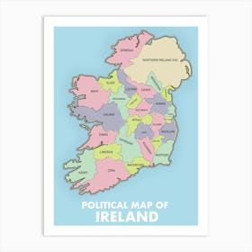 Political Map Of Ireland Art Print